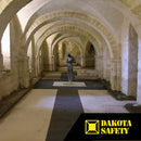 Heronair safety matting in historic building walkway, featuring DIN 51130: R11 certified surface pattern