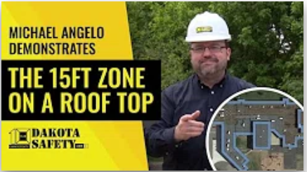 The "15ft" zone on a roof top image - Dakota Safety