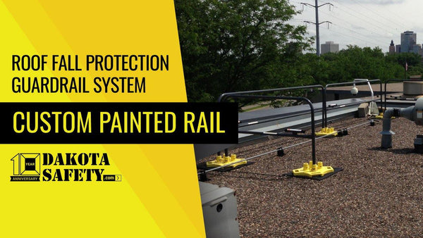 Roof Fall Protection Guardrail System - Custom Painted Rail - Dakota Safety