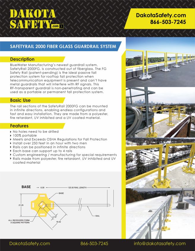 SafetyRail2000 FG | OSHA Compliant Telecommunications Roof Guardrails ...