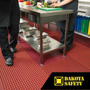 Herongripa heavy-duty PVC matting in commercial kitchen prep area, providing anti-bacterial food safety surface