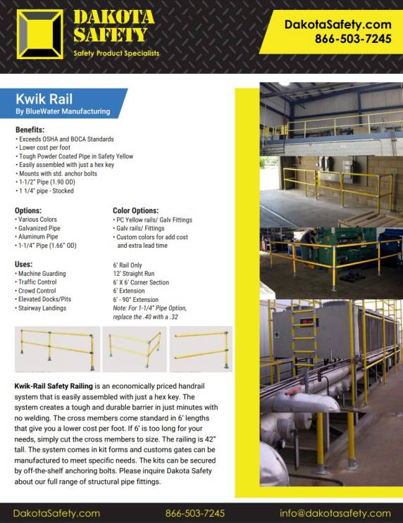 Kwik Kit Railing System KwikRail Modular Handrail Safety Systems | Dakota Safety