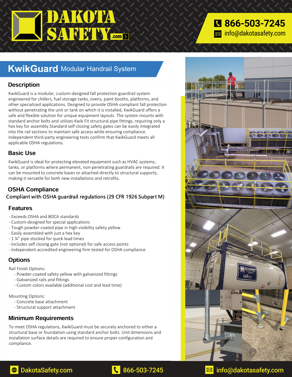 Hvac Safety Railing EquipGuard Modular Handrail | Guardrail Fall Protection Chiller / HVAC ...