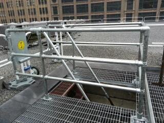 fall protection guardrail system for chiller units or HVAC units; handrail systems for HVAC units
