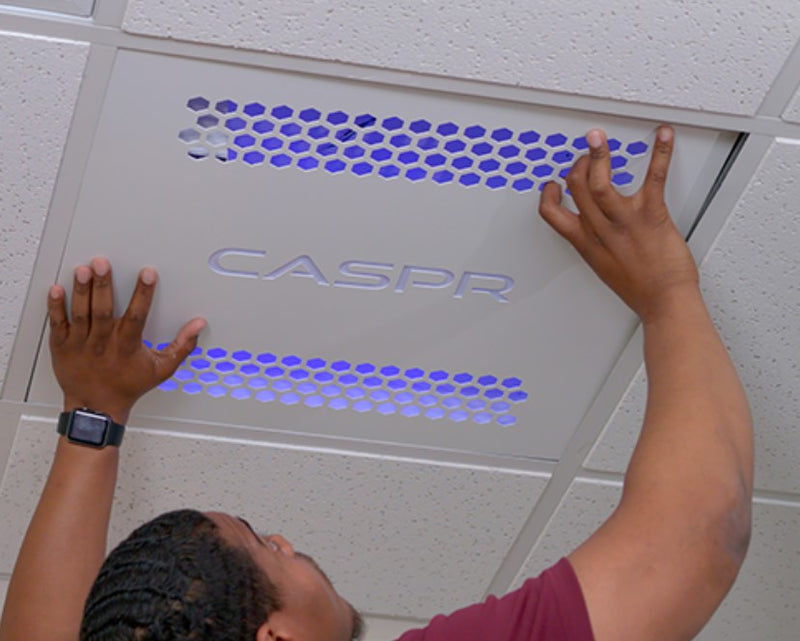 CASPR BLU Tile for Air + Surface Purification installed Acoustical Tile Ceiling Systems