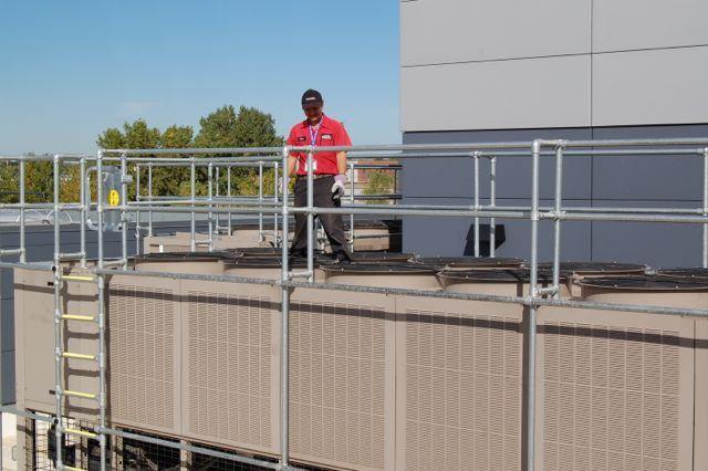 Hvac Safety Railing EquipGuard Modular Handrail | Guardrail Fall Protection Chiller / HVAC ...