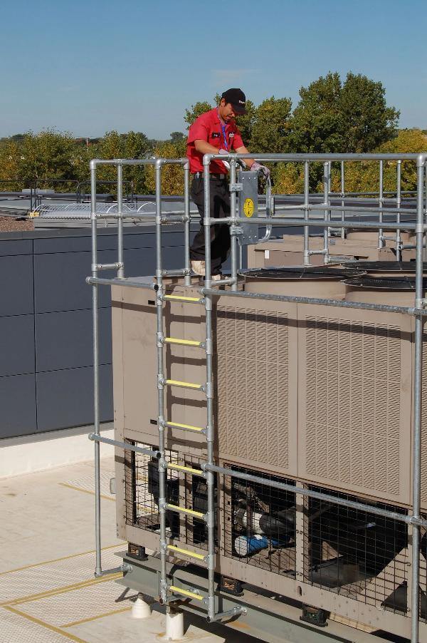 Hvac Safety Railing EquipGuard Modular Handrail | Guardrail Fall Protection Chiller / HVAC ...